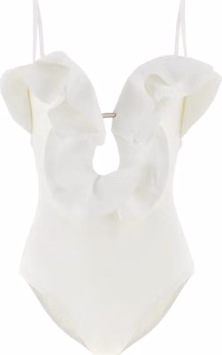 White Polyamide One-Piece Swimsuit