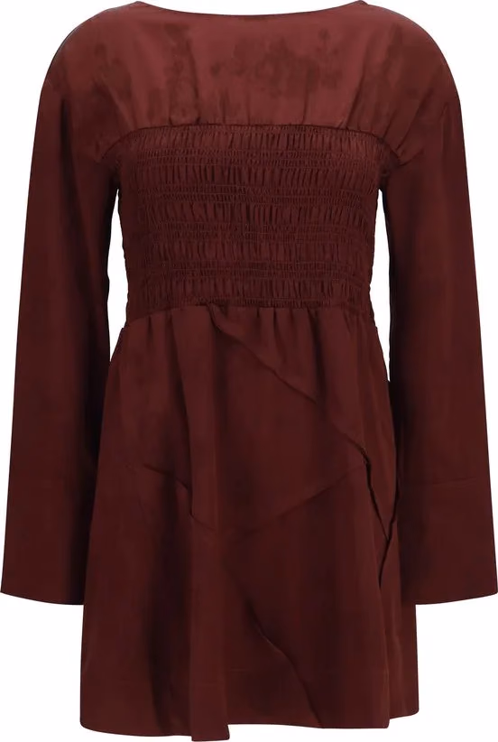 Ganni Bordeaux Acetate Casual Dress