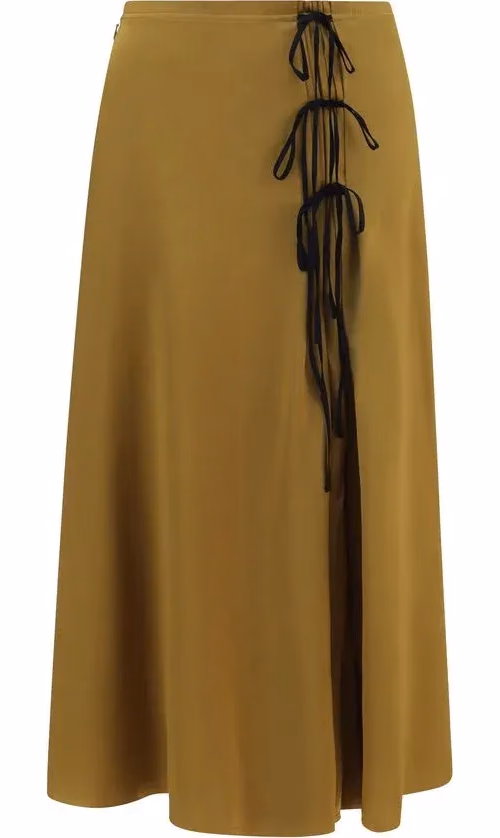 Ganni Bicolor Acetate Midi Skirt