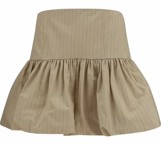 Ganni Beige Cotton Mini Skirt