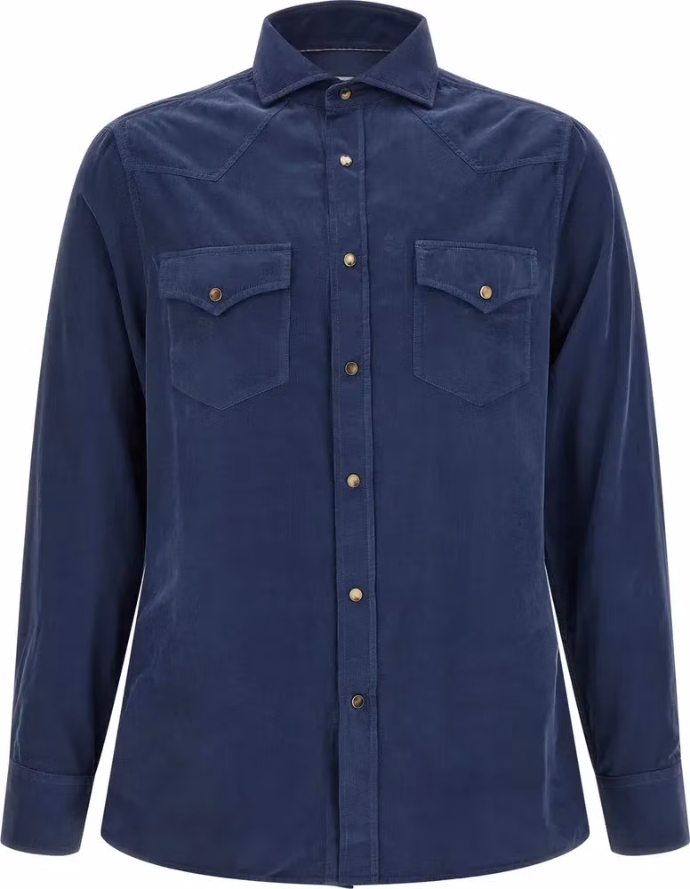 Brunello Cucinelli Blue Cotton Blouse