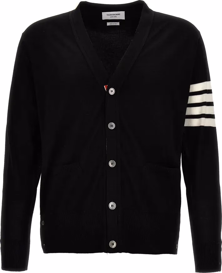 Thom Browne Black Virgin Wool Cardigan