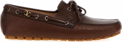 Brown Buffalo Leather Slip-On Loafers