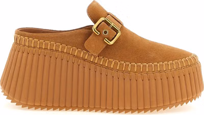 Beige Calfskin Wedge Sandals