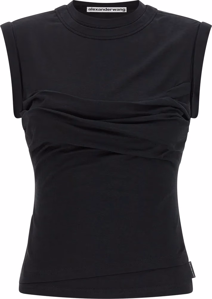 Alexander Wang Black Cotton Sleeveles T-Shirt