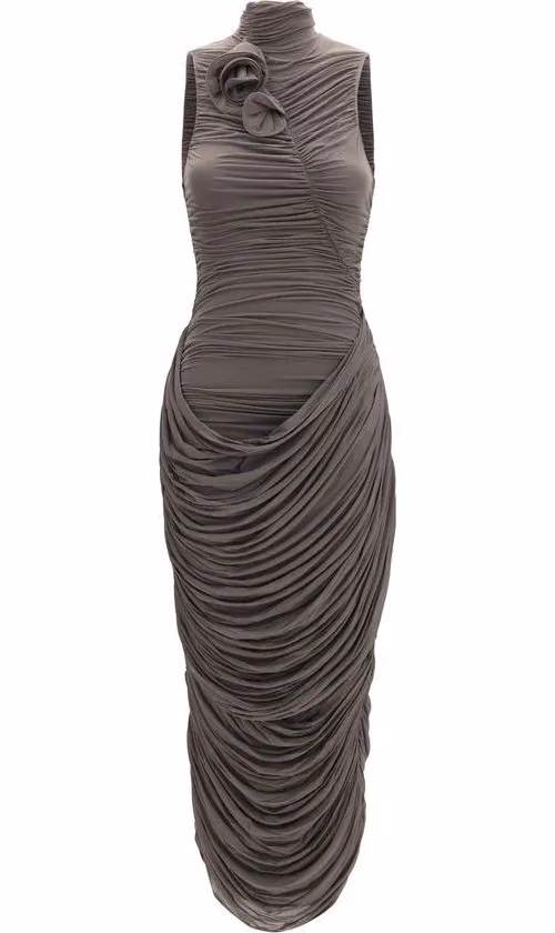 Magda Butrym Gray Copper Cocktail Dress