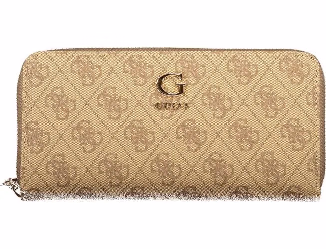 Guess Jeans Beige Polyurethane Women's Wallet with Functional Compartments