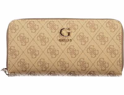 Beige Polyurethane Women's Wallet with Functional Compartments