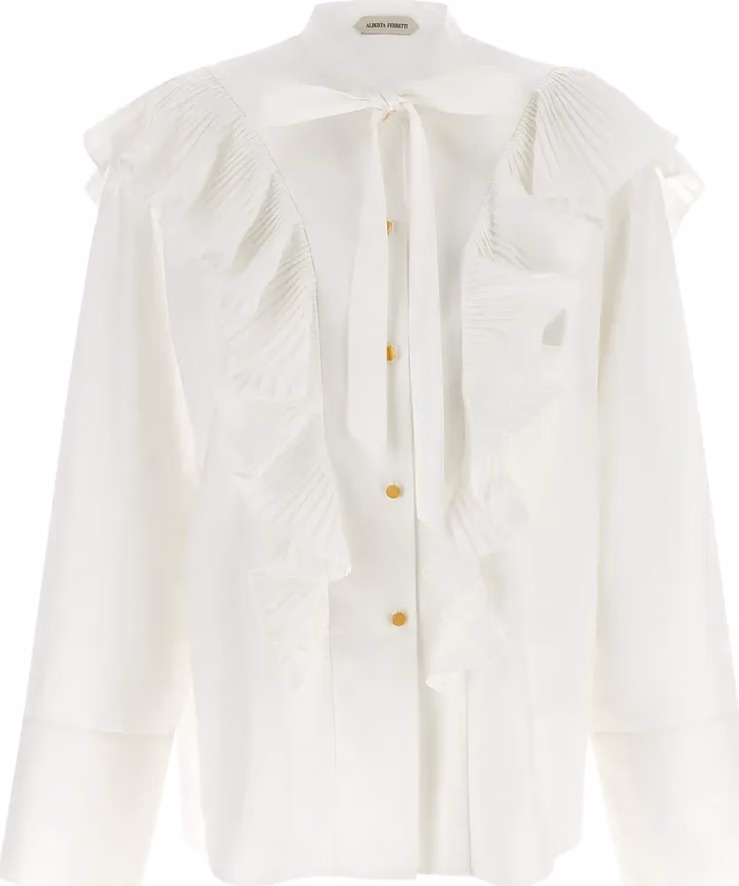 Alberta Ferretti White Cotton Blouse