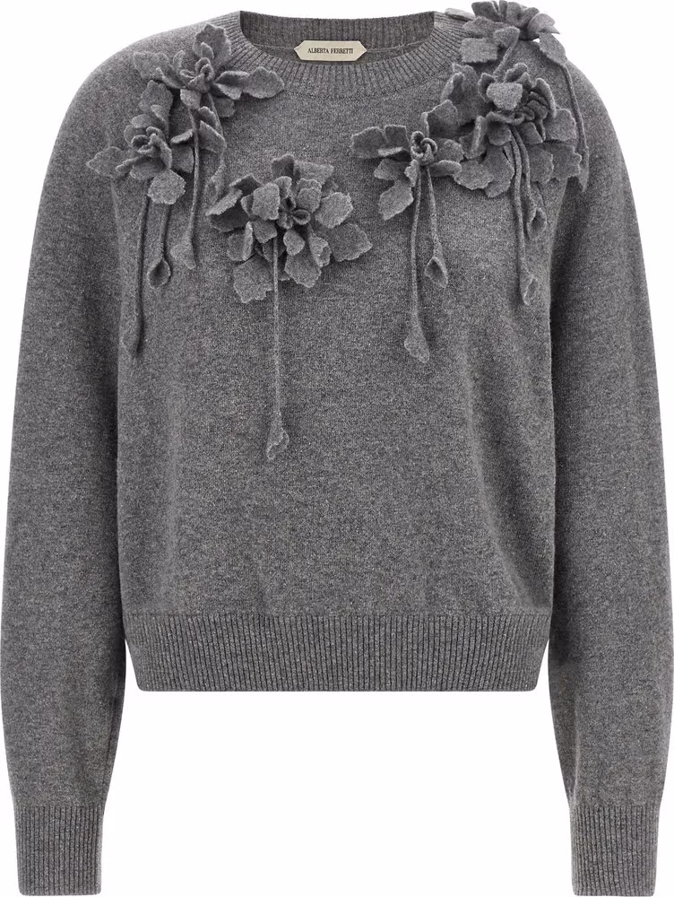 Alberta Ferretti Gray Virgin Wool Cardigan