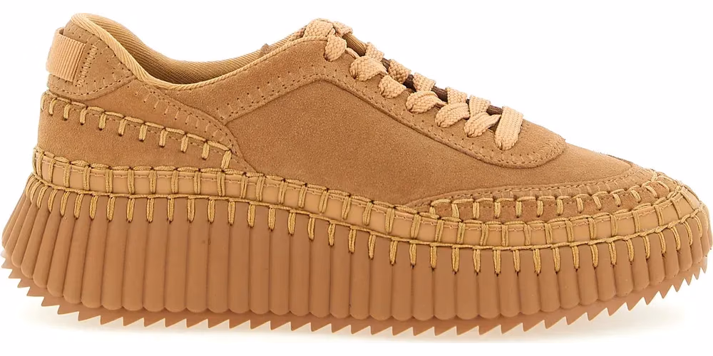 Chloé Beige Polyester Platform Sneakers