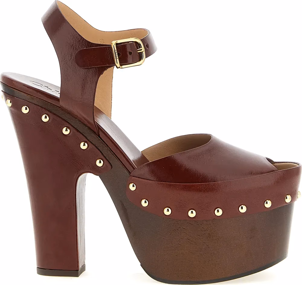 Chloé Bordeaux Lamb Leather Stiletto Heel Sandals
