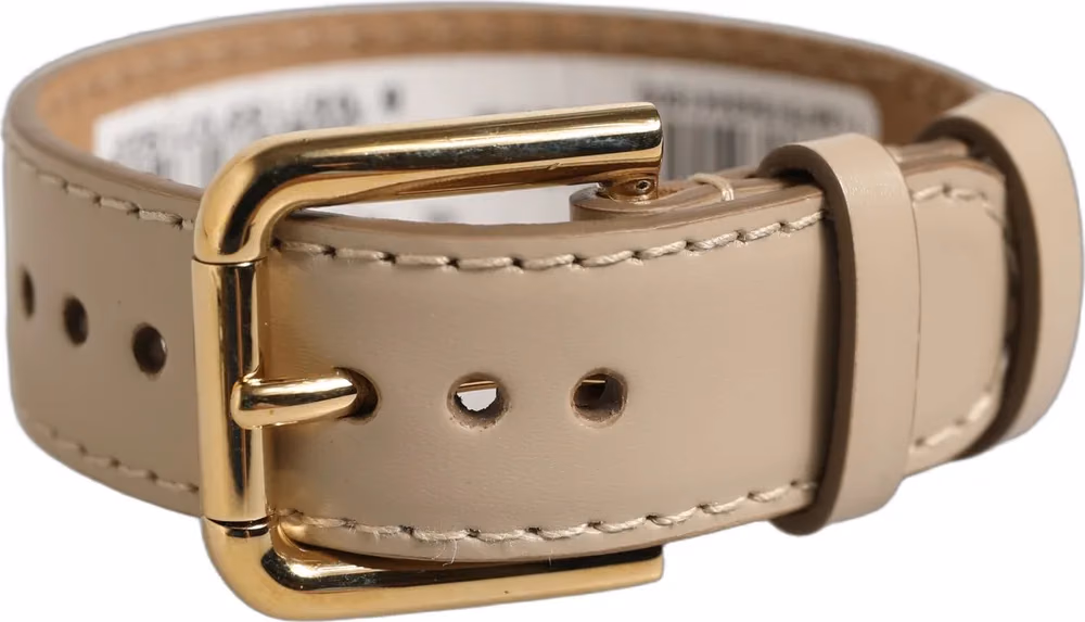 Dolce & Gabbana Beige Calfskin Leather Gold Buckle Belt Strap Bracelet