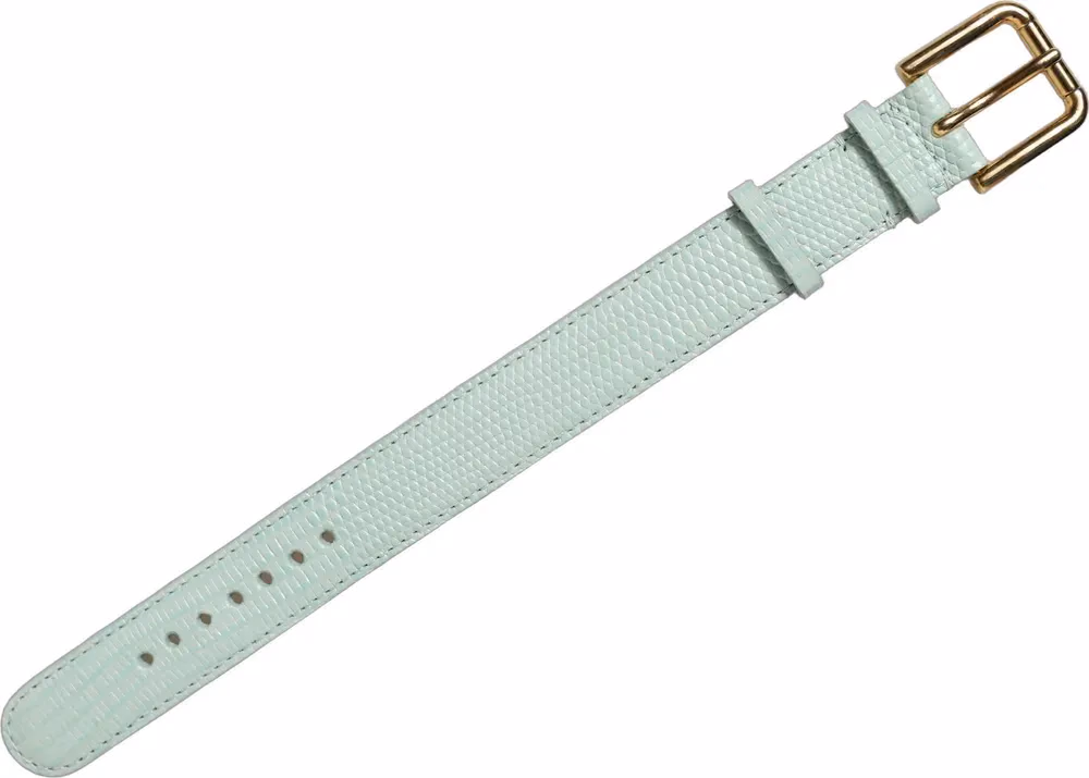 Dolce & Gabbana Green Textured Leather Gold Buckle Belt Strap Bracelet
