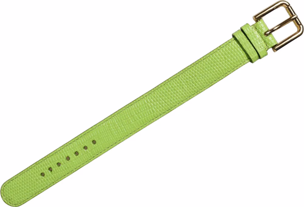 Dolce & Gabbana Green Textured Leather Gold Buckle Belt Strap Bracelet