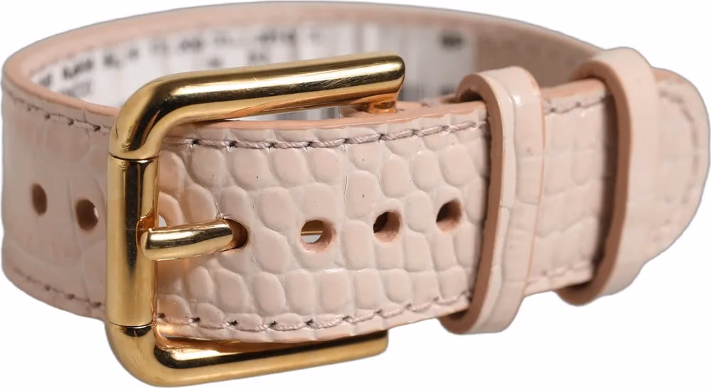 Dolce & Gabbana Pink Embossed Leather Gold Buckle Belt Strap Bracelet