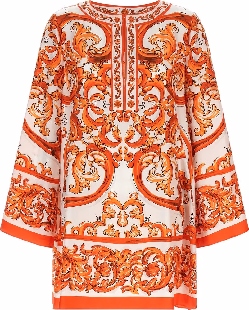 Dolce & Gabbana Orange Silk Short Dress