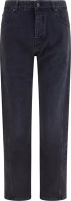 Black Cotton Straight-Leg Jeans