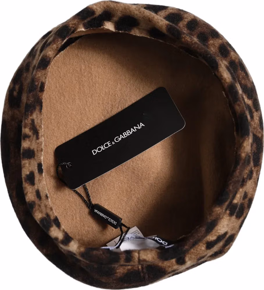 Dolce & Gabbana Brown Leopard French Style Beret Capello Hat