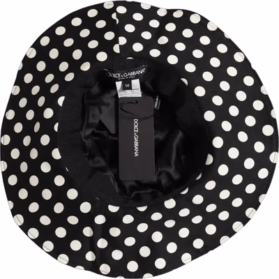 Black White Polka Dot Cotton Bucket Capello Hat