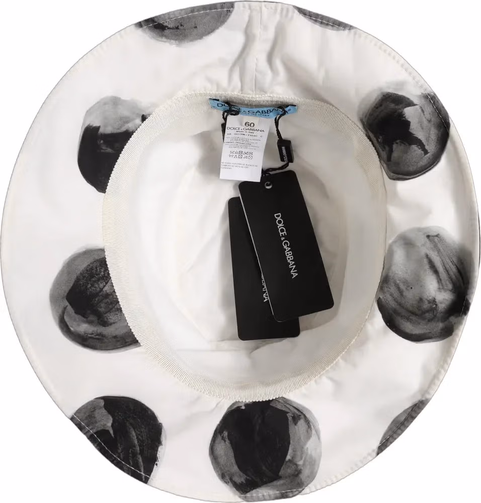 Dolce & Gabbana White Cotton Big Polka Dot Pattern Bucket Hat