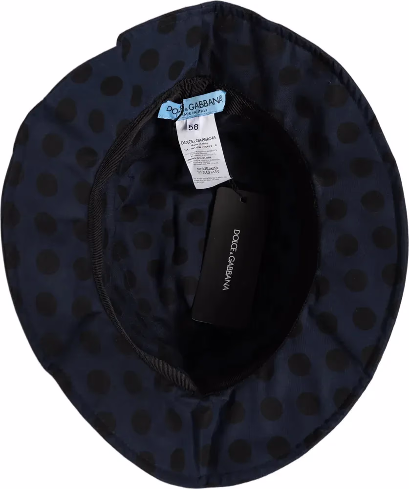 Dolce & Gabbana Blue Black Polka Dot Cotton Bucket Capello Hat