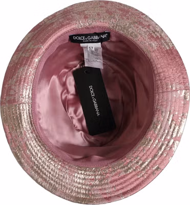 Pink Metallic Jacquard Pattern Bucket Capello Hat