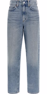 Blue Cotton Straight-Leg Jeans