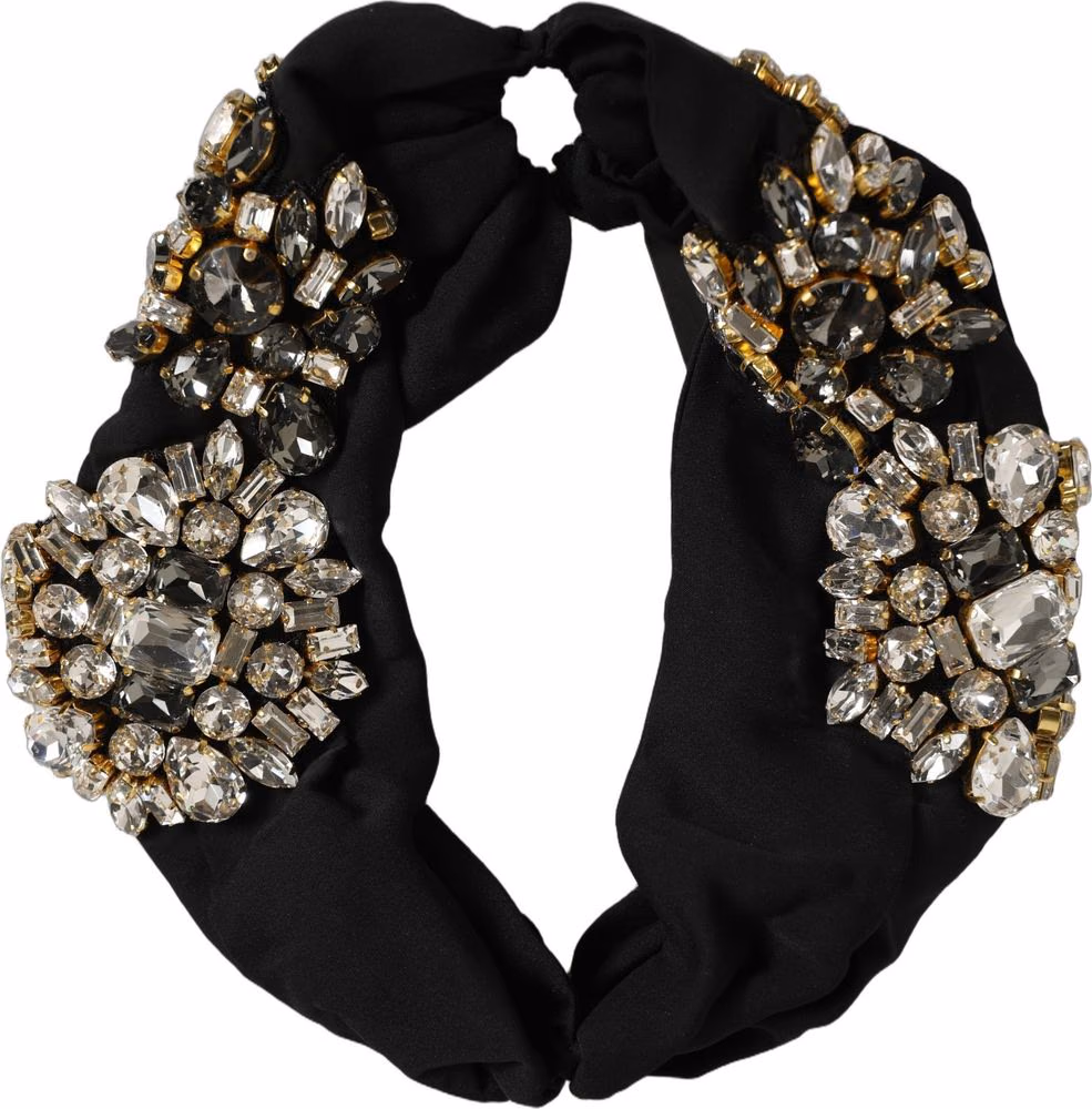 Dolce & Gabbana Black Silk Crystal Embellishment One Size Headband