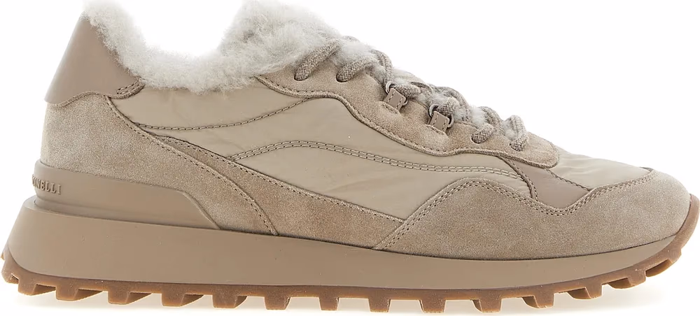 Brunello Cucinelli Beige Calfskin Athletic Sneakers