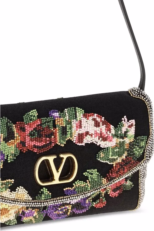 Valentino Garavani Black Satin Shoulder Bag