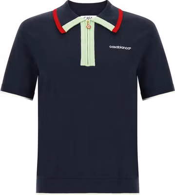 Blue Wool Polo Shirt