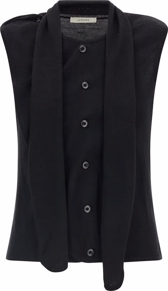 Lemaire Black Wool Sleeveless Jacket