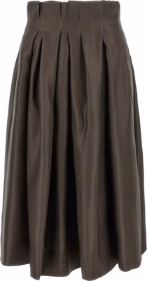 Brown Silk Midi Skirt