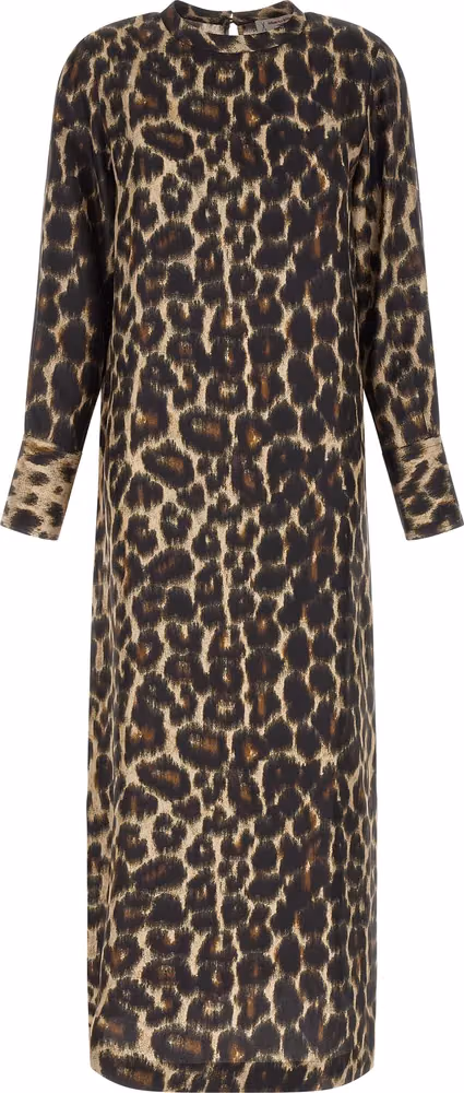 Alberto Biani Brown Silk Long Dress