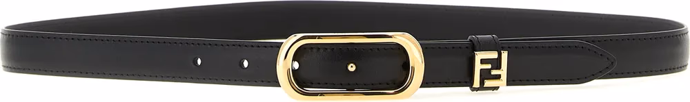 Fendi Black Calfskin Thin Belt