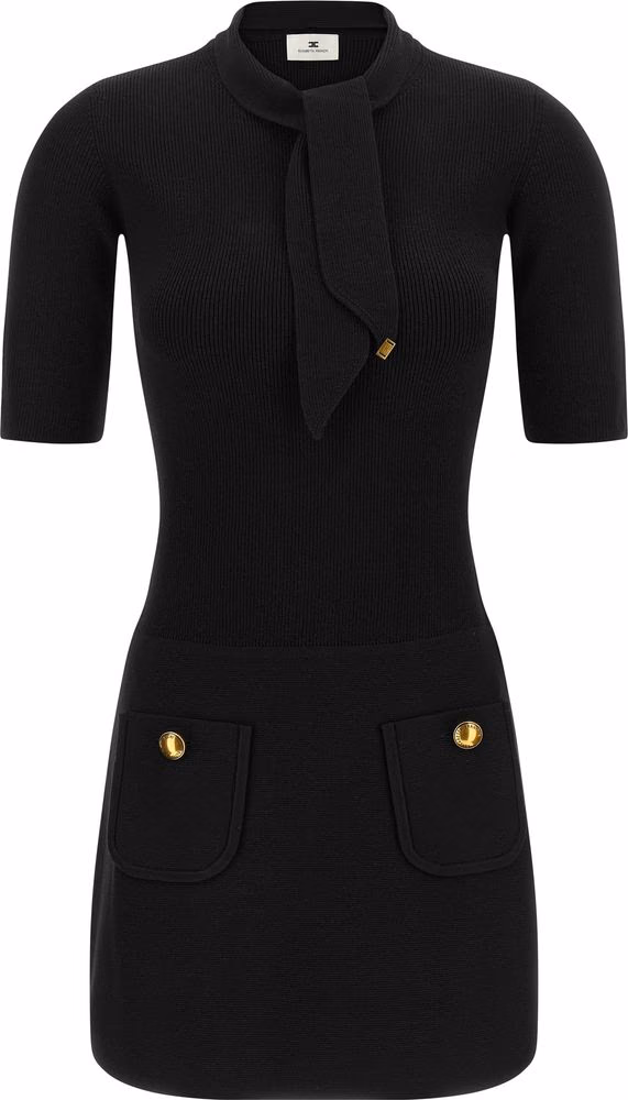 Elisabetta Franchi Black Viscose Short Dress