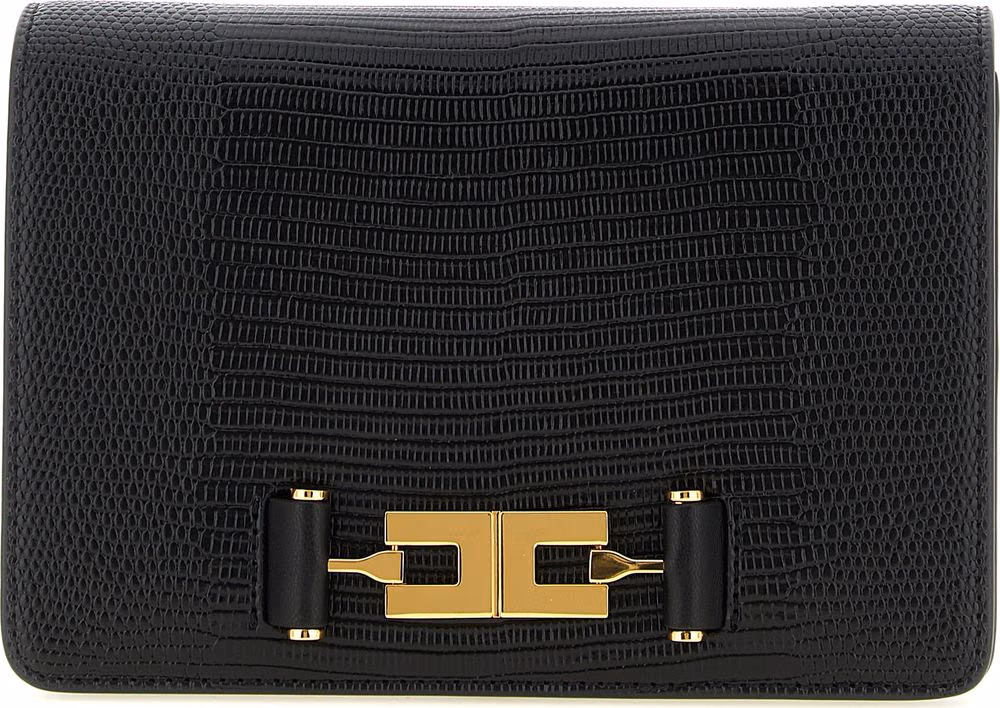 Elisabetta Franchi Black Polyester Clutch Bag
