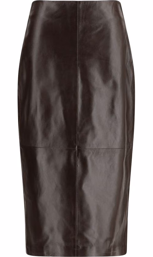 Arma Brown Leather Long Skirt