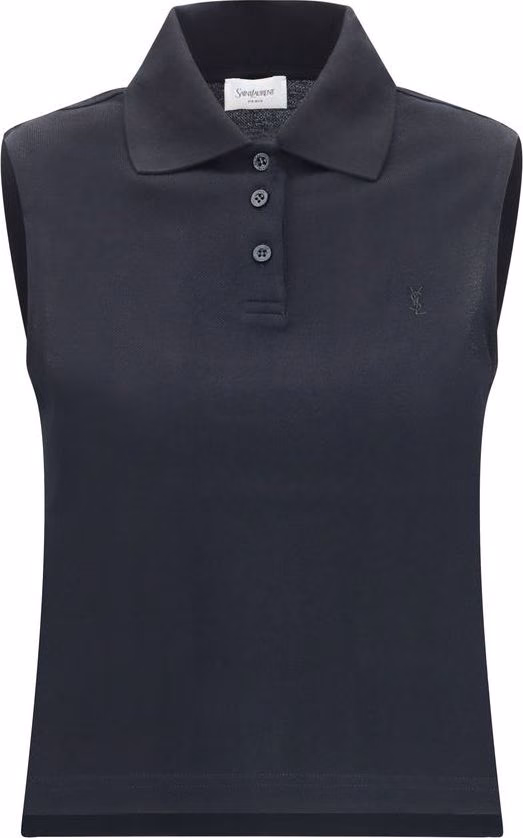 Saint Laurent Black Recycled Cotton Polo Shirt