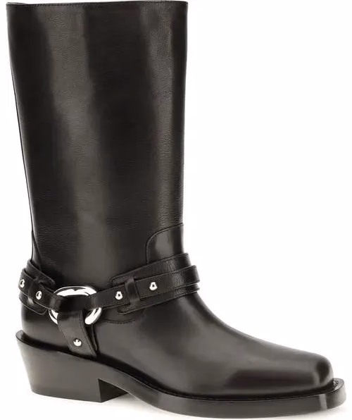 Rabanne Black Calf Leather Bos Taurus Flat Boots