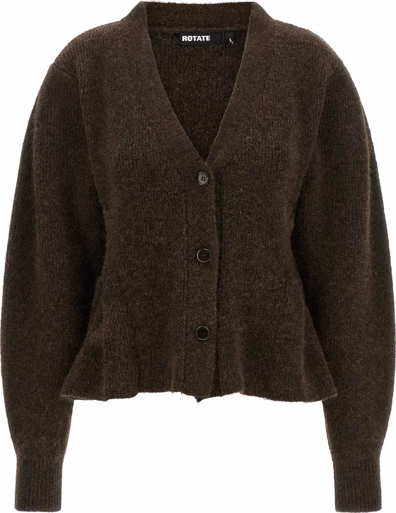 ROTATE BIRGER CHRISTENSEN Brown Wool Cardigan
