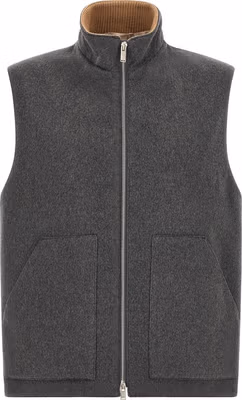 Gray Virgin Wool Sleeveless Jacket