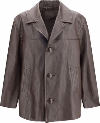 Black Wool Oves Aries Leather Jacket