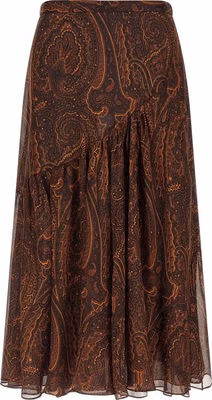 Brown Silk Mini Skirt