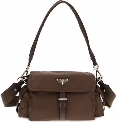 Brown Recycled Polyamide Shoulder Bag