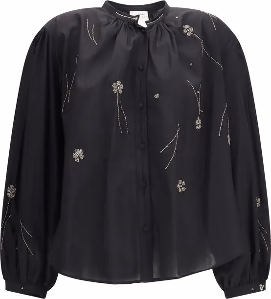 Forte_Forte Black Cotton Pattern Shirt