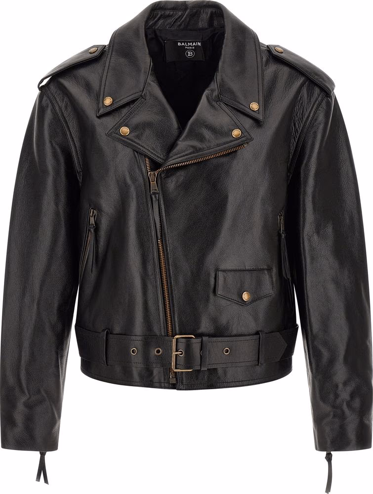 Balmain Black Calfskin Leather Jacket