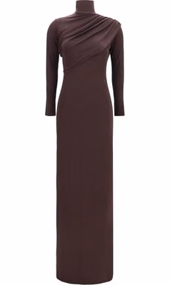Brown Viscose Casual Dress