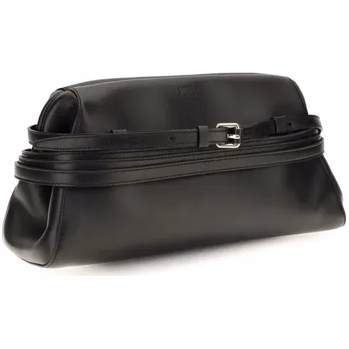 Moschino Black Goatskin Clutch Bag